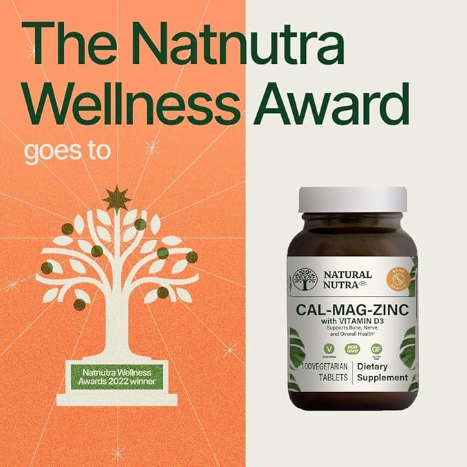 Natural Nutra Calcium Magnesium Zinc Supplement with Vitamin D3 for Bone Strength, Helps Improve Muscle Strength, Health Gluten Free, and Sugar Free, Essential Mineral Complex 100 Count (Pack of 3)