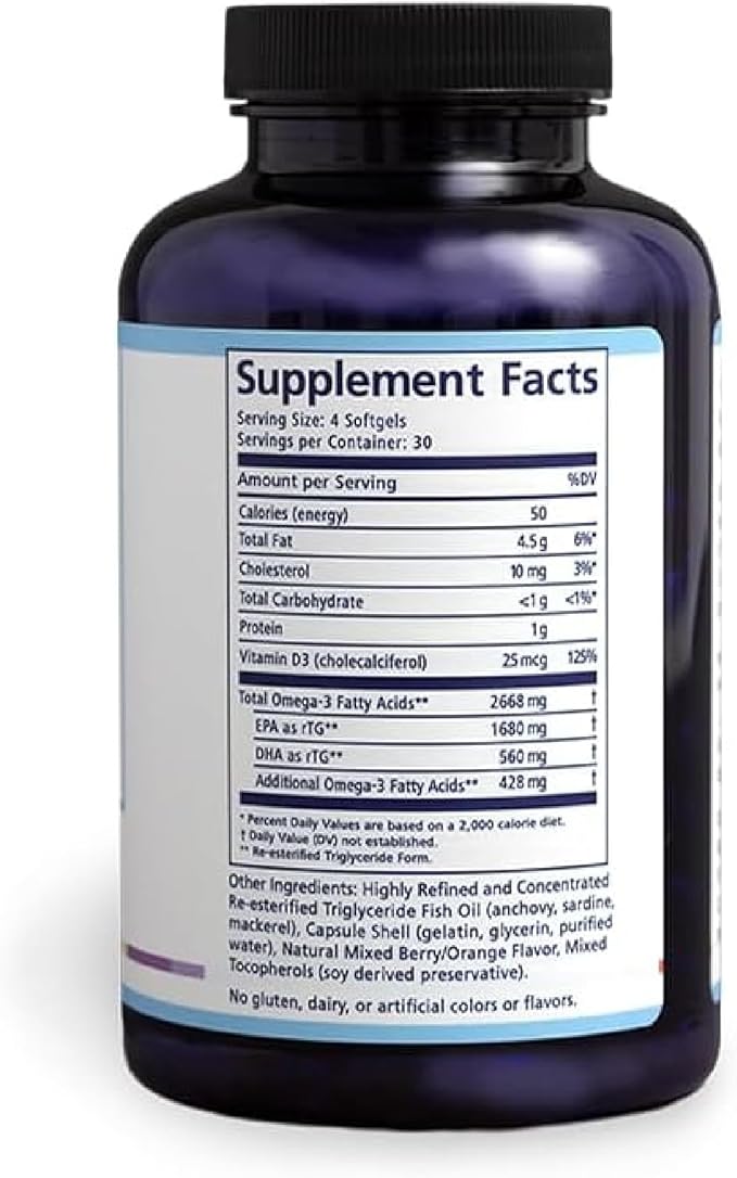 PRN De Dry Eye Omega 3 Fish Oil – Support for Dry Eyes - 2240mg EPA & DHA in Triglyceride Formula – New & Improved-Burpless-1 serving, 1-month supply