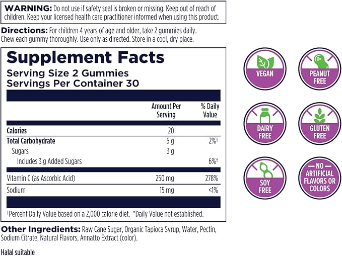 KAL Vitamin C-Rex Kids’ Gummies, Vitamin C Gummies for Kids, Healthy Immune, Bone, Muscle & Skin Support Vitamin C Gummy, Vegan, Gluten Free, 60 Day Money Back Guarantee, 30 Servings, 60 Gummies