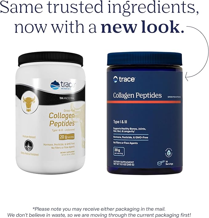 Trace Minerals Collagen Peptides - Healthy Bone & Joint Support - Collagen Supplement Aids Strong Hair, Nails & Skin - Powder Supplement Supports Gut Health - Unflavored, 286g (14 Servings)