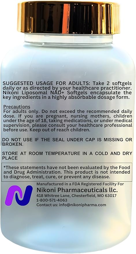 Liposomal NAD+ 2000 mg with TMG and Pterostilbene, Supports Healthy Aging-60 Softgels