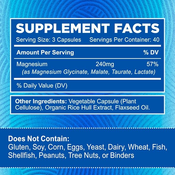 Zentastic Magnesium Complex - 360 Magnesium Capsules - Chelated Magnesium Glycinate, Malate, Taurate & Lactate - Support Bones, Muscles