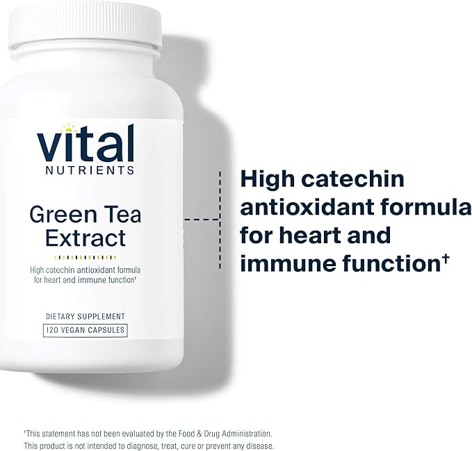 Vital Nutrients Green Tea Extract 550mg | Potent Antioxidant for Heart & Immune Health* | Polyphenols Supplement with EGCG | Gluten, Dairy, Soy Free | Non-GMO | 120 Capsules