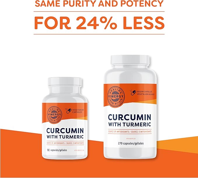 Vimergy Curcumin with Turmeric Capsules – Promotes Bone Health & Mobility* – Supports Memory & Brain Function* – Kosher, Vegan & Gluten-Free – (270 ct.)