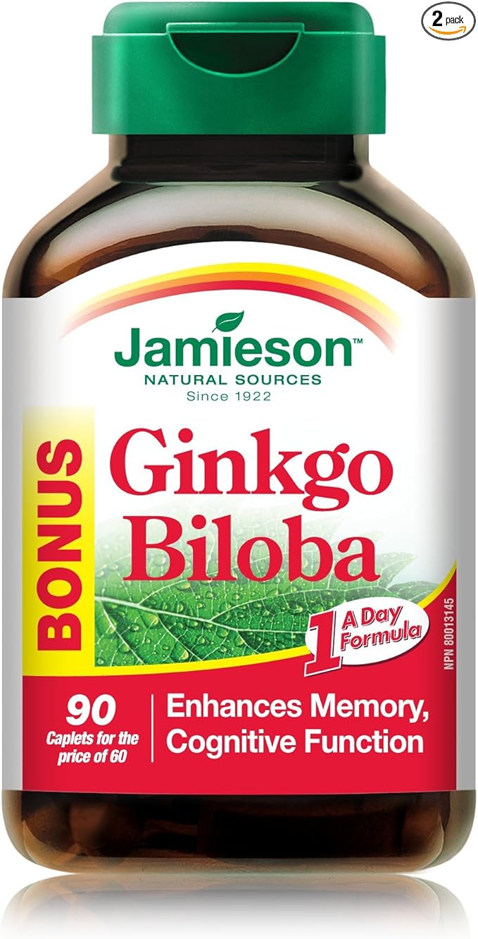Jamieson Ginkgo Biloba, Bonus Size, 60+30 Caplets