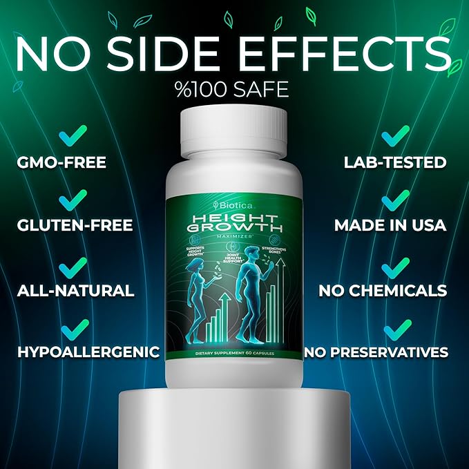 Height Growth Pills - Natural Hеight Growth Maximizer - Bone Up Calcium Supplement - Growth Factor Support, and Stature Development - Advanced Formula of Grow Pills