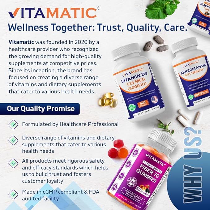 Vitamatic Alpha Lipoic Acid (ALA) 600mg Per Serving - 240 Vegetable Capsules - 120 Servings - Non-GMO & Gluten Free