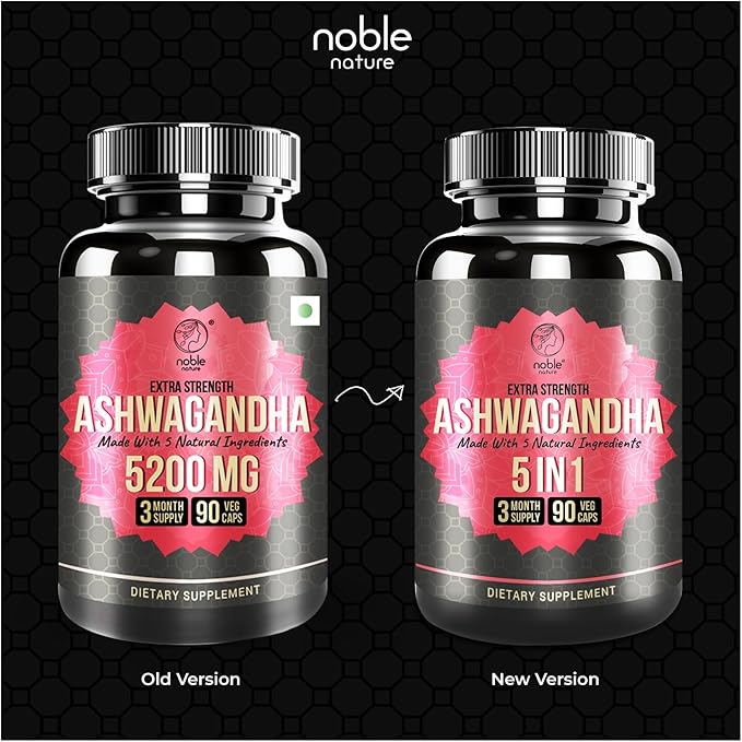 Ashwagandha Supplement with Turmeric, Rhodiola Rosea, Ginger Root, and Black Pepper Extract - 90 Veg Capsules