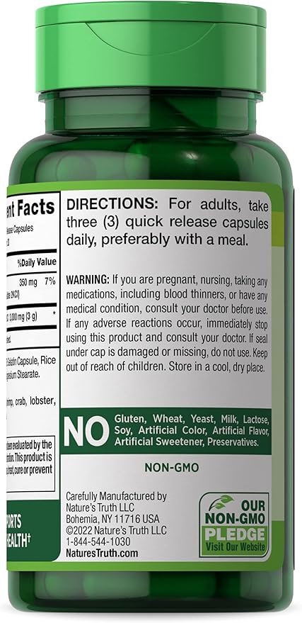 Nature's Truth Glucosamine Sulfate Capsules | 3000mg | 60 Count | Triple Strength | Non-GMO & Gluten Free Supplement