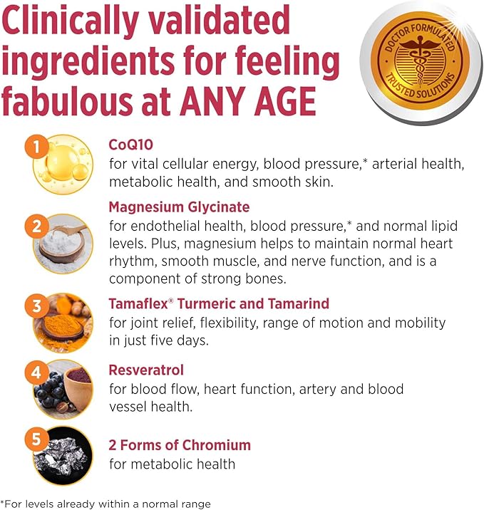 DOCTORS' PREFERRED Daily5 with Must-Have Clinically Validated Ingredients That Cover The Vital Areas for Good Health and Living Younger—Heart, Joints, Circulation, 90 Vegan Capsules