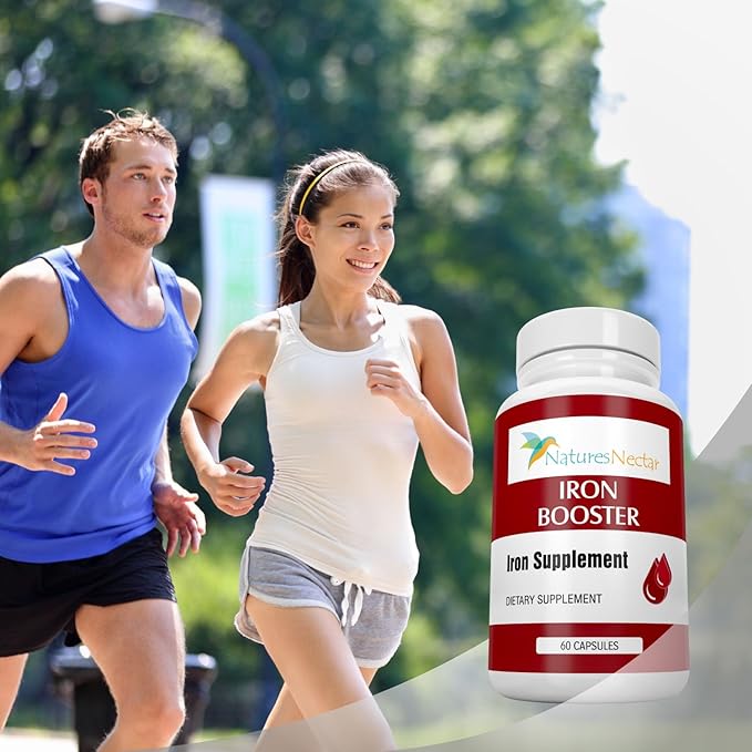 Nature's Nectar Iron Booster - Iron Supplement for Women - Helps Boost Red Blood Cell Production with Slow Release Non Constipating Ferrous Pills for Women - Best for Anemia
