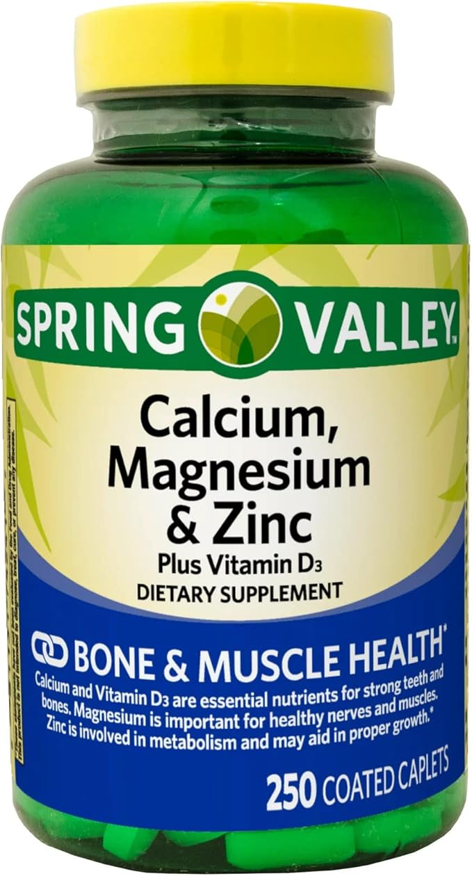 Calcium, Magnesium, Zinc & Vitamin D3. Spring Valley Calcium Magnesium with Plus Vitamin D3 Caplets Dietary Supplement, 250 Count Bundle with Luall's 45 Diabetes Decoded
