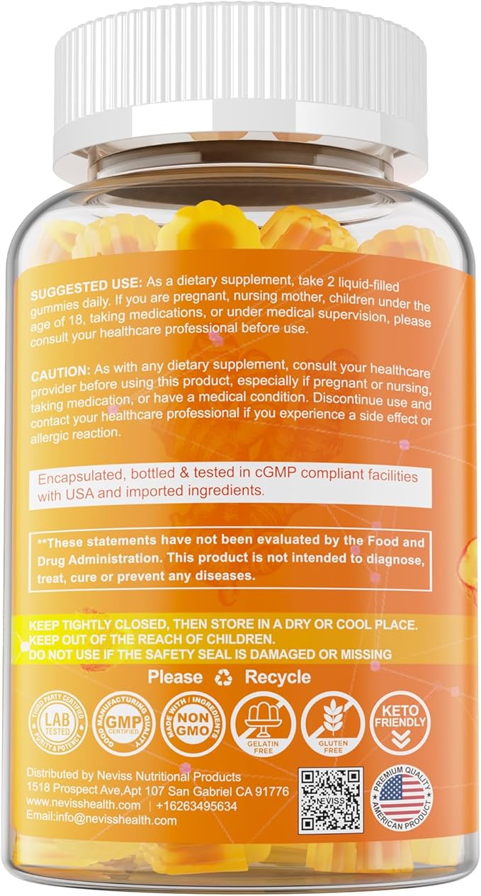 Sugar Free Turmeric Gummies 1000mg w/MCT Oil C8 C10, Organic Antioxidant, Turmeric Curcumin Supplement with Black Pepper Extract Improve Digestion & Comfort, Boost Energy, Ultra Absorption, 60 Count