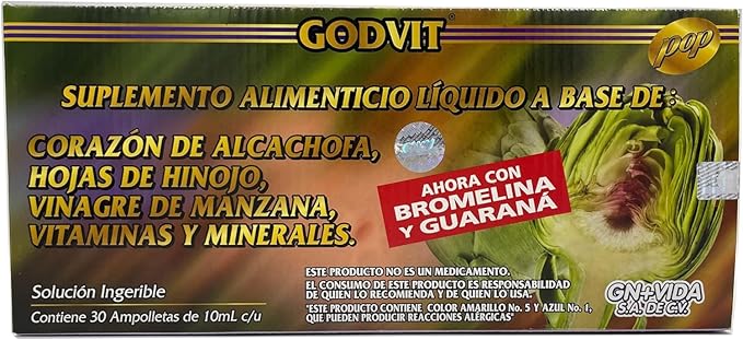 2 Pack de Alcachofivida con 30 Ampollas de Plástico. 60 Unidades de Alcachofivida.10.14 oz.