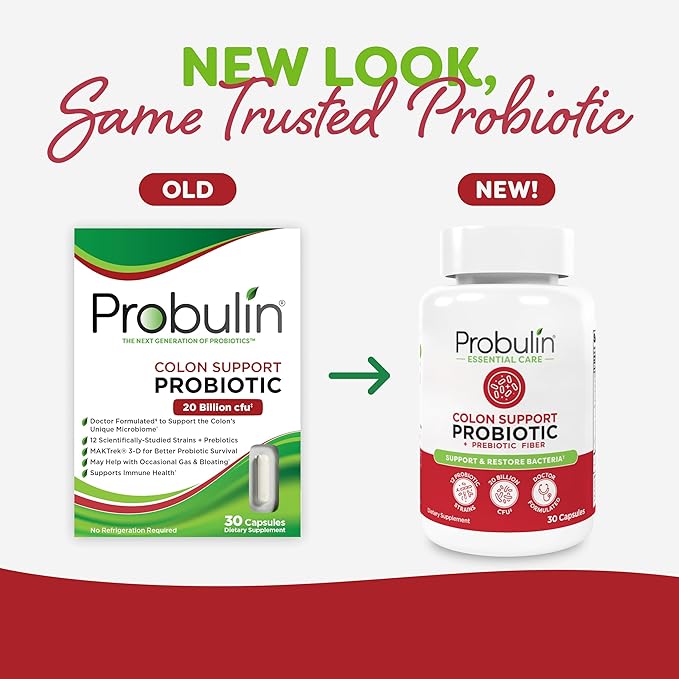 Probulin Colon Support Probiotic Supplement, Daily Gut, Digestive, and Immune Health Probiotics Capsules for Men and Women, 20 Billion CFU, Vegan, 30 Count Bottle