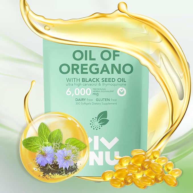 Oil of Oregano Capsules & Vitamin D3 10000 iu Plus K2 (MK-7) 200 mcg, 300 Coconut Oil Softgels