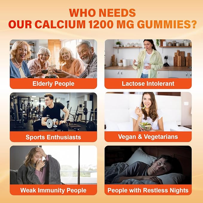Calcium 1200 mg with Vitamin D3 Gummies for Adults - Calcium Citrate with Vitamin D3 K2, Magnesium, Zinc, Boron, Copper and Ashwagandha - Extra Absorption Calcium Supplement for Women Men