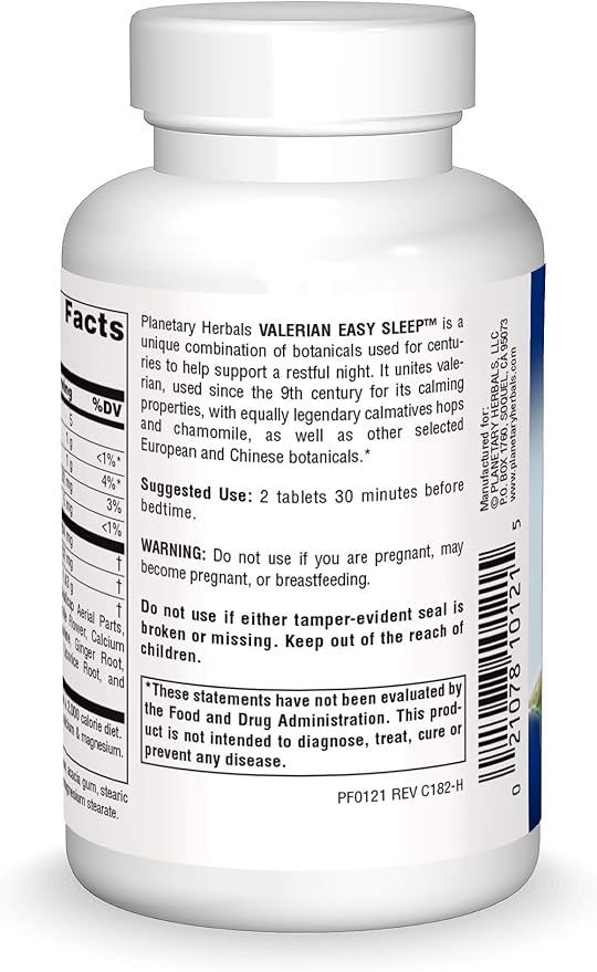 Planetary Herbals Valerian Easy Sleep Tablets, 60 Count