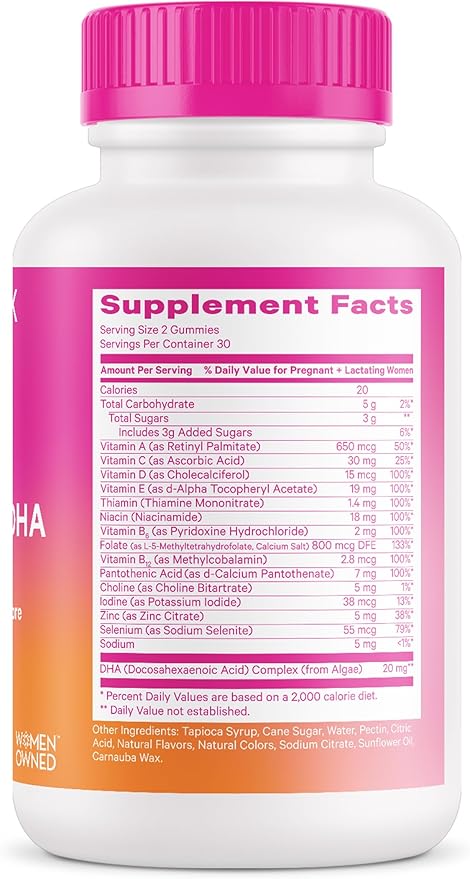 Pink Stork Premium Prenatal Gummy Vitamins with DHA, Folate, and Vitamin D - 60 Vegan Gummies - 2 Pack