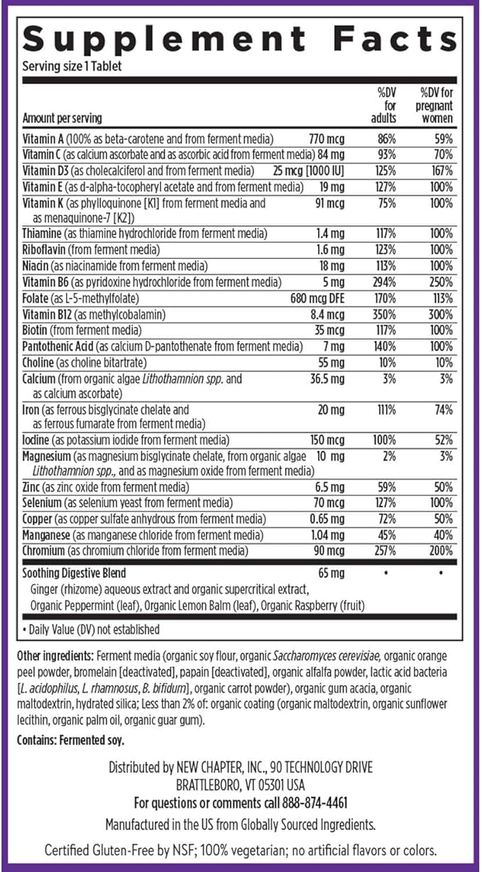 New Chapter Prenatal Vitamins, One Daily Prenatal Multivitamin Enhanced for Age 35+ with Methylfolate + Choline for Healthy Mom & Baby, Gluten Free & Non-GMO- 90 ct