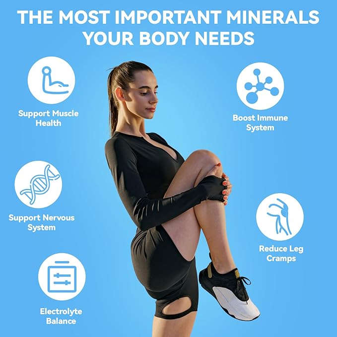 Potassium Magnesium Supplement with Calcium Zinc 1185mg, High Potency Formula for Leg Cramps, Bone & Muscle Health, Non-GMO, Gluten Free, Vegan, 90 Capsules