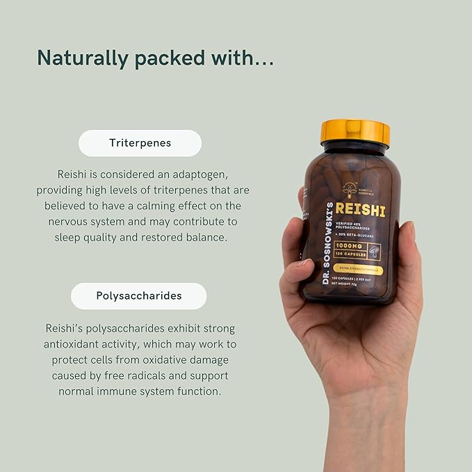 Dr Sosnowski's BioActive Reishi Mushroom Capsules | Potent 1000mg High Strength Reishi Mushroom Extract (120 Capsules)