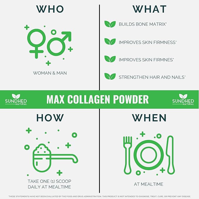 Max Collagen Plus C (30 Day Supply) - All Natural Collagen Powder with Biotin & Bioperine to Boost Anti Aging Hydration & Skin Firmness - 500mg Vitamin C - Strengthen Bones & Nails