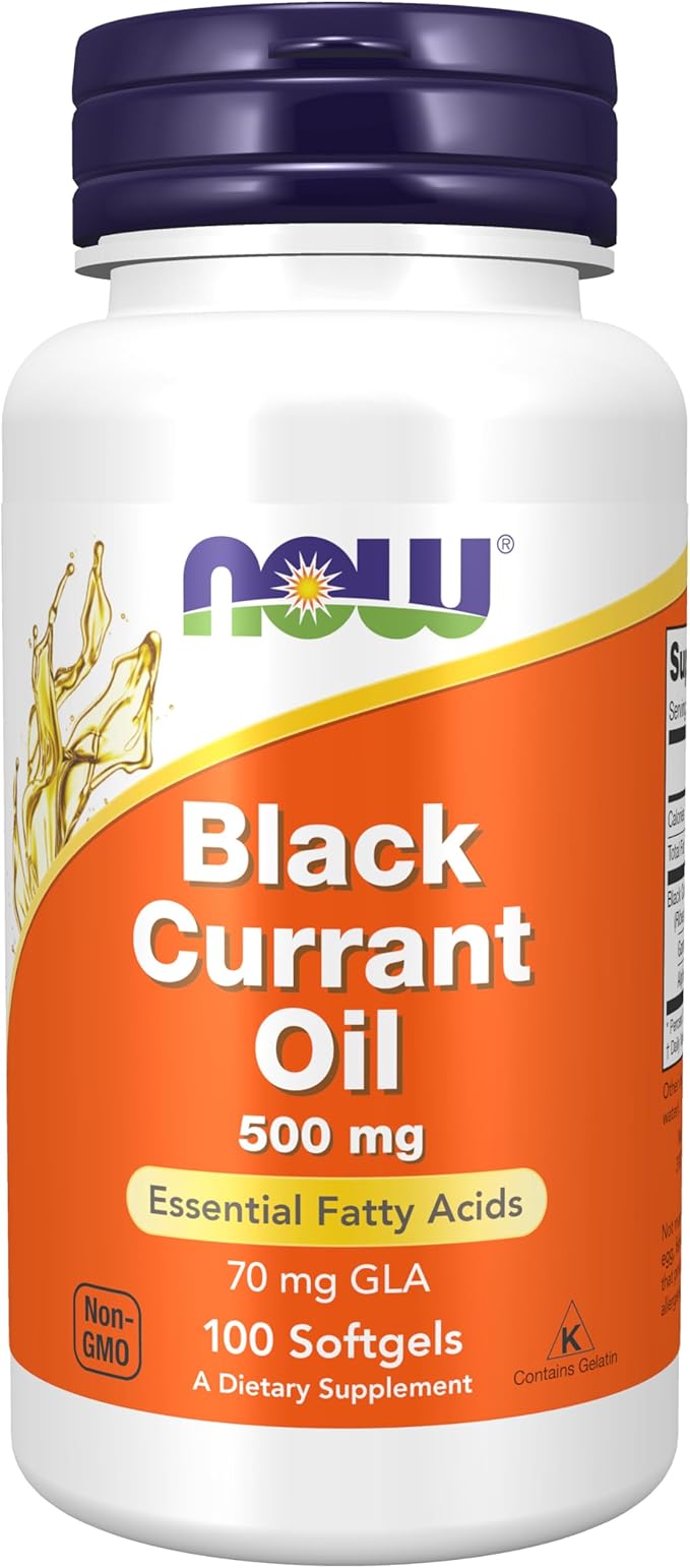 NOW Foods Supplements, Black Currant Oil 500 mg with 70mg of GLA (Gamma-Linolenic Acid), 100 Softgels