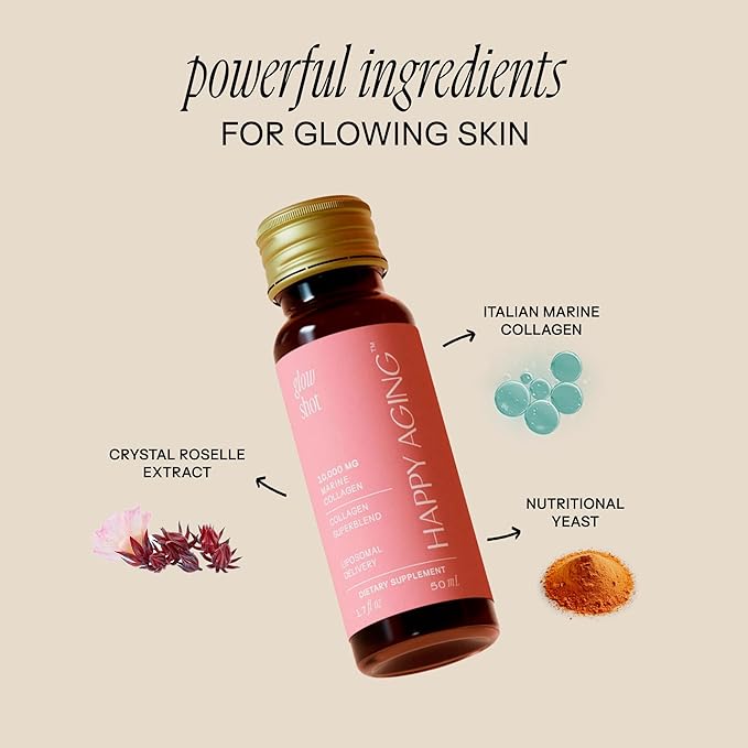 Marine Collagen Peptides Glow Shot 10,000mg - Liposomal Delivery for Women - Promotes Skin Hydration, Elasticity & Radiance - Supports Hair & Nails - Ready-to-Drink, Non-GMO, 10 Shots
