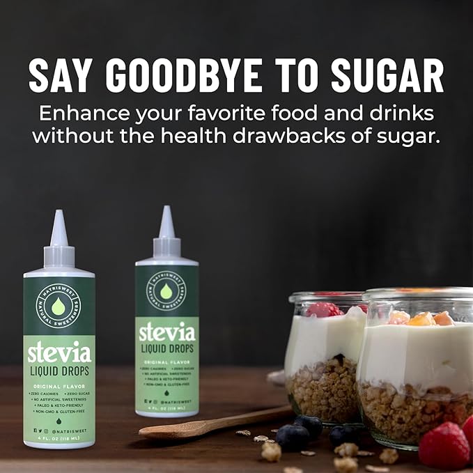 Natrisweet Liquid Stevia Drops 4oz 2pack, Pure Sweetener from Stevia Extract, Plant-Based Sugar Substitute, Zero Calorie Keto Sweetner, Mix Sugar into Drinks and Treats, Non-GMO