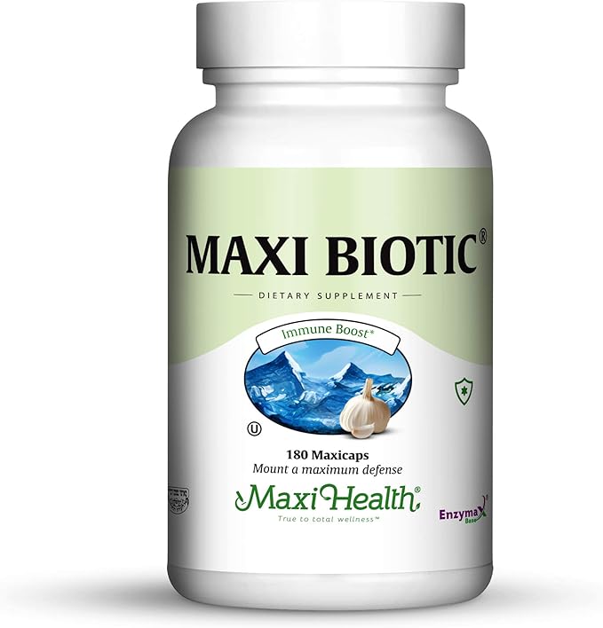 Maxi Health - Maxi Biotic Aged Garlic Extract Capsules (180 Count) | Kyolic Garlic Supplement with Spirulina, Echinacea, Oregano and Enzymax - Natural Antioxidant - Wellness Support