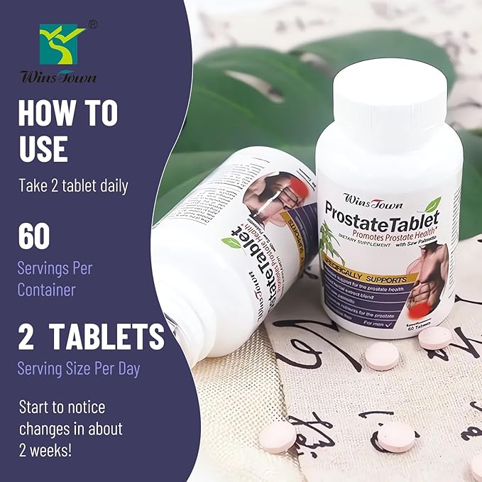 Prostate Pills, 600mg Male Saw Palmetto Prostate Supplements, Support Better Sleep and Urinary Health, 60 Tablets