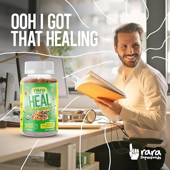 HEAL Mind & Body Recovery USDA Certified Organic Gummies – Natural Recovery Support, Vegan & Gluten-Free, Infused with Wild Turmeric, Wild Ceylon Ginger & Chaga (60 Gummies, HEAL)