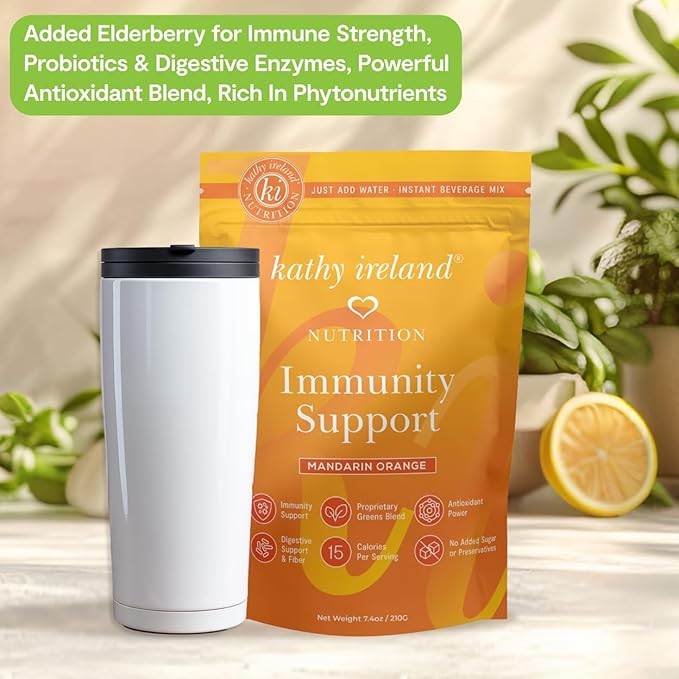 kathy ireland Nutrition Immunity Support Instant Beverage Powder Mix, Mandarin Orange, 7.4 oz