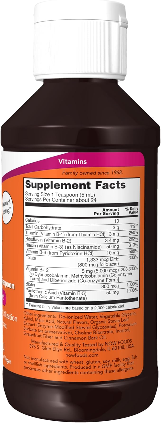 NOW Foods Supplements, Ultra B-12, Liquid, 800 mcg Folic Acid, Cellular Energy Production*, 4-Ounce