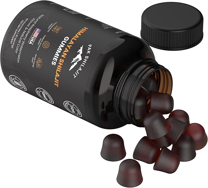 Pure Sundried Himalayan Shilajit Gummies for Men & Women | Organic Shilajit Gummies | Natural 85 Plus Trace Minerals Fulvic Acid | Energy, Immunity | Sugar-Free 60 Healthy Gummies