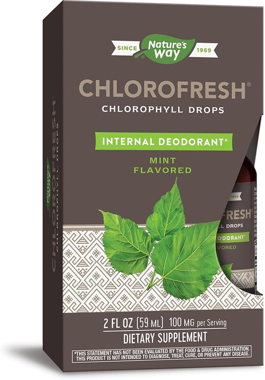 Nature's Way Chlorofresh, Liquid Chlorophyll Concentrate Drops, Internal Deodorant*, Supports Detoxification Pathways*, Mint Flavored, 2 Fl. Oz.