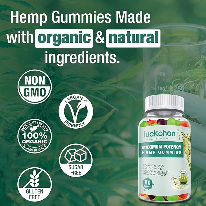 (4 Packs) Hemp Gummies High Potency - Pure Extra Strength Organic Hemp Oil Gummies - 100% Natural Bear Hemp Gummy for Adults