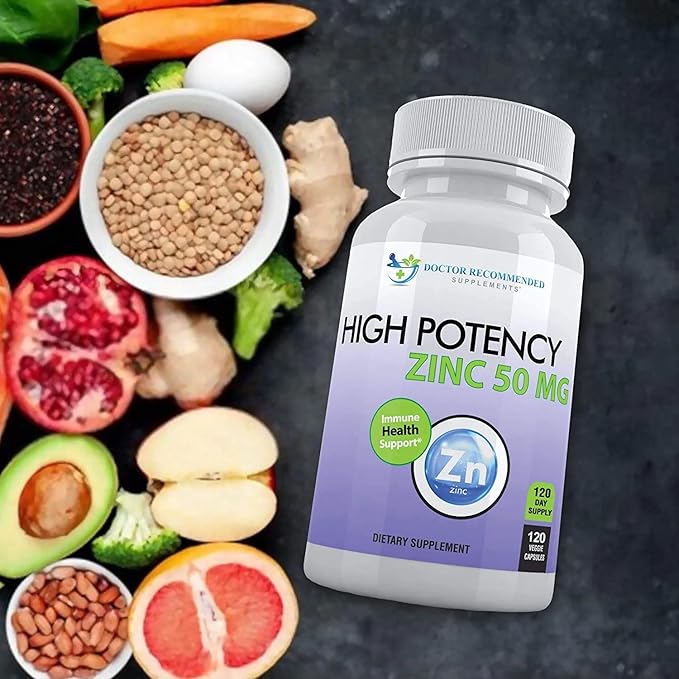 Zinc 50mg - Zinc Picolinate Immune Health Support Supplement 360 Veggie Capsules for Adults and Kids Vitamin, Well-Absorbed High Potency Pure Zinc Supplements - 50mg Per Serving