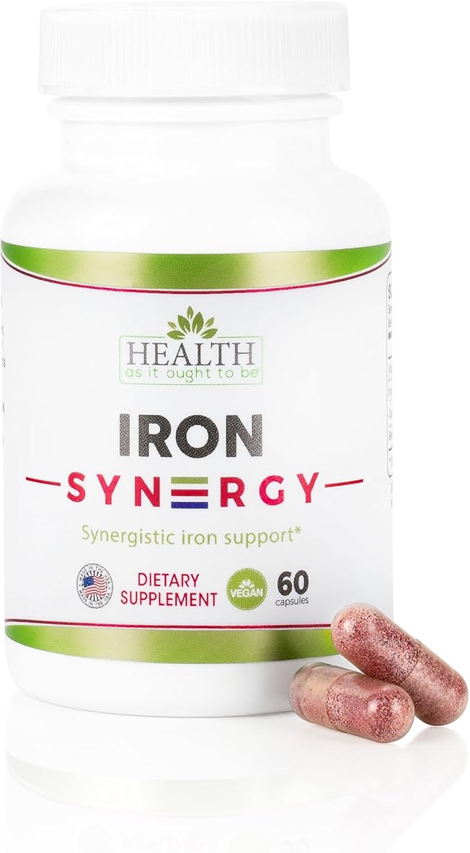 Health As It Ought To Be Iron Syn3rgy Supplement | Physician Formulated Capsules with Iron, Copper, Beet Root, Vitamin C | 60 Capsules