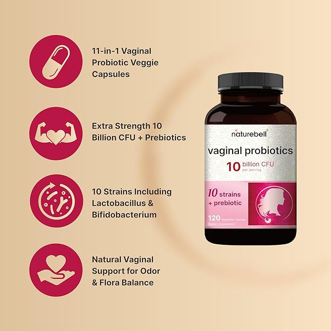 NatureBell Vaginal Probiotics for Women, 10 Billion CFU, 120 Veggie Capsules | PH Balance Probiotics and Prebiotics Blend – Lactobacillus Vaginal Supplement – Supports Odor, Flora & Yeast
