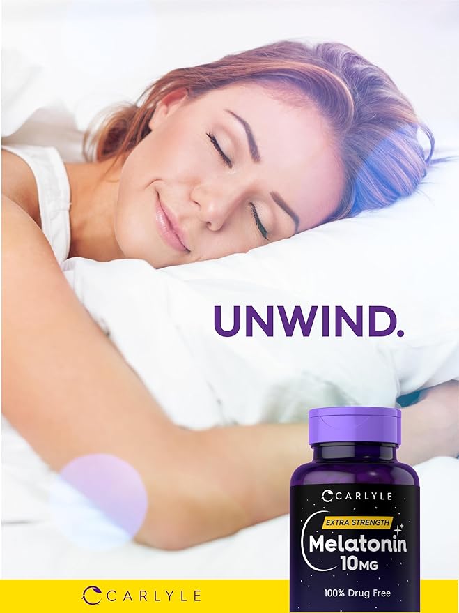 Carlyle Melatonin 10mg | 270 Tablets | with L-Theanine | Vegetarian, Non-GMO, Gluten Free Supplement