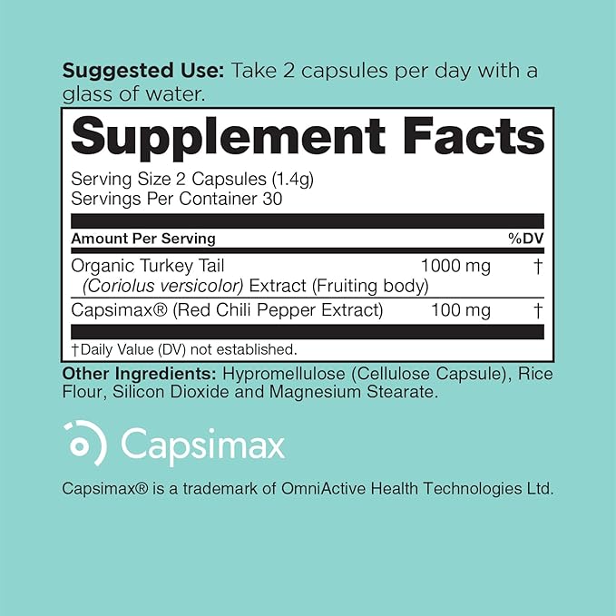 Weight Management: Digestion & Microbiome - Mushroom Supplement, with Turkey Tail and Capsicum Extract, May Support Digestion and Metabolism, Vegan and Gluten-Free, 60 Capsules