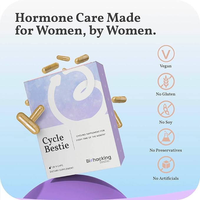 Cycle Bestie - Hormone Balance Supplements for Women, Vitamins for Hormonal Support, Helps with Cycle Regularity, Vegan Friendly, Phase Specific Supplement Packs - 28 Capsules