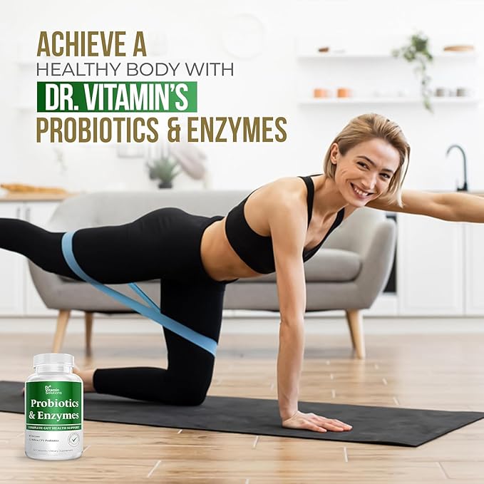 Probiotics and Multi Enzymes with Prebiotics for Digestive Health & Bloating Relief for Women & Men, Enzymes & Probiotics for Gut & Digestion - 30 Caps (1 Bottle, 30 Capsules)