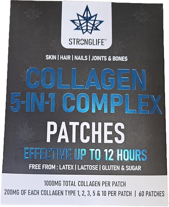 Collagen Complex Patches – Types 1, 2, 3, 5 | 60 Transdermal Patches for Skin, Hair, Nails, and Joint Health | High Absorption, Alternative to Powders and Capsules, Easy to Apply, Long-Lasting