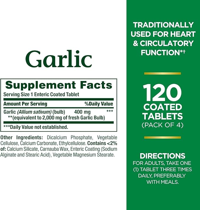 Nature's Bounty Garlic 2000mg, Tablets 120 ea (Pack of 6)