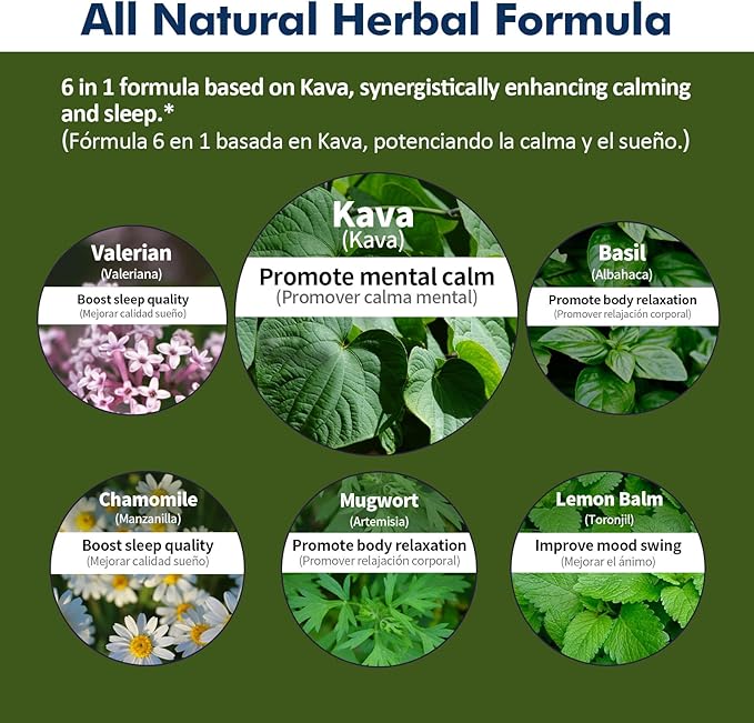 All Herbal Liquid Drops, Kava Extract for Calming Support, Relaxation Support & Better Sleep Support. 6oz-Lemon