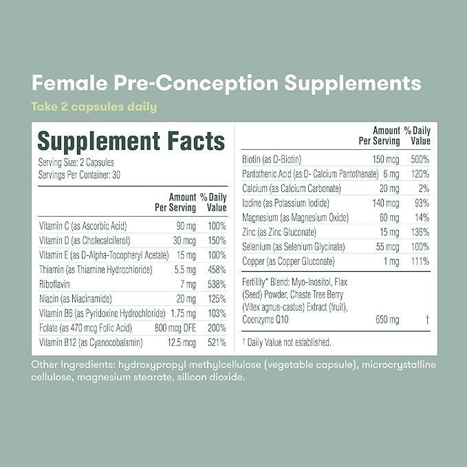 Frida Fertility Pre-Conception Supplement Set, His & Hers Daily Vitamins & Minerals for Fertility, Egg Support & Sperm Health, Folic Acid, Inositol, CoQ10, 60 Capsules Each, 30 Day Supply