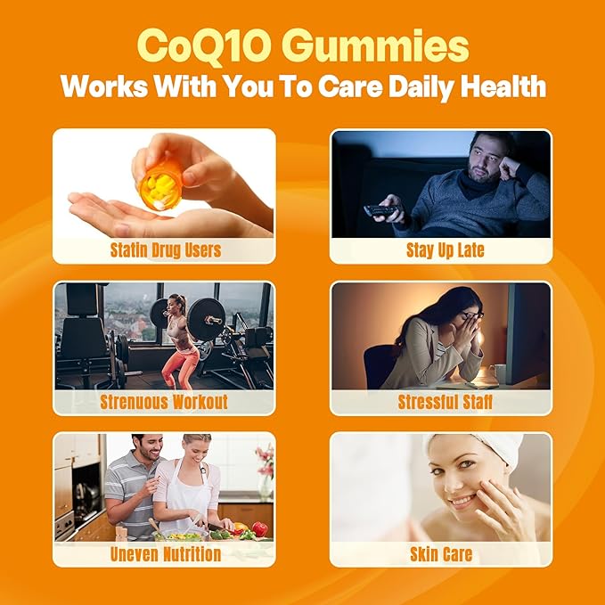 Sugar-Free CoQ10-250mg Filled Gummies - 4 Months Supply - Plus Omega-3, Vitamin B3 & Zinc, High Absorption Coenzyme Q10 Supplements for Heart Health, Cellular Energy & Antioxidant Support, 2-Pack